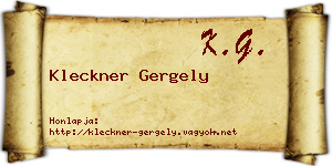 Kleckner Gergely névjegykártya